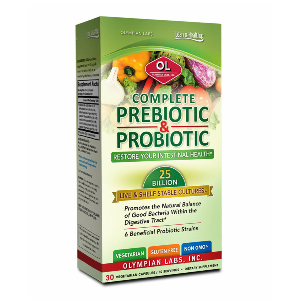 Olympian Labs Complete Prebiotic and Probiotic Vegetarian Capsules, 30 Ea